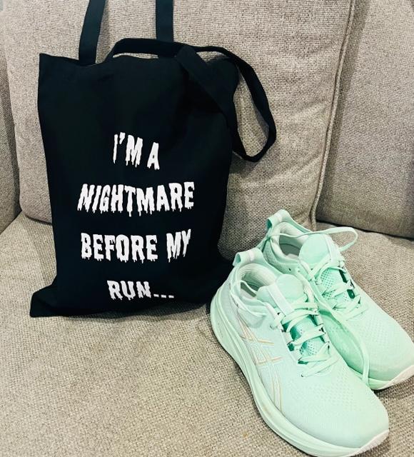 Im a nightmare before my run cotton tote